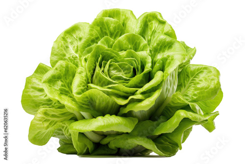 Vászonkép Green butter lettuce separated on a transparent background.