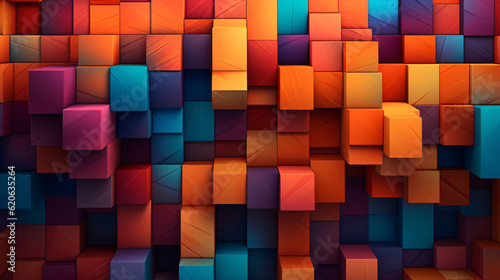 A vibrant and dynamic abstract background featuring squares and rectangles of different colors Generative Ai