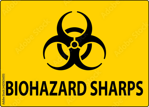 Caution Biohazard Label, Biohazard Sharps