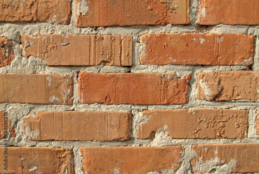 Fototapeta premium Red brick masonry close up