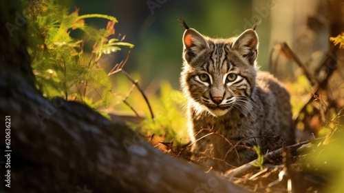 bobcat kitten learning to stalk its prey, created with generative ai © Perfect PNG