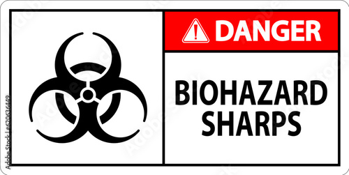 Danger Biohazard Label, Biohazard Sharps