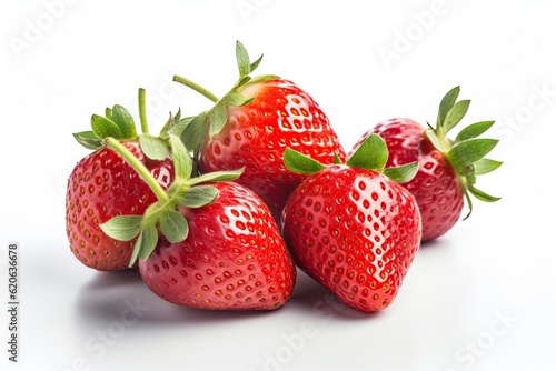 Group of Fresh Strawberries on White background Isolated
