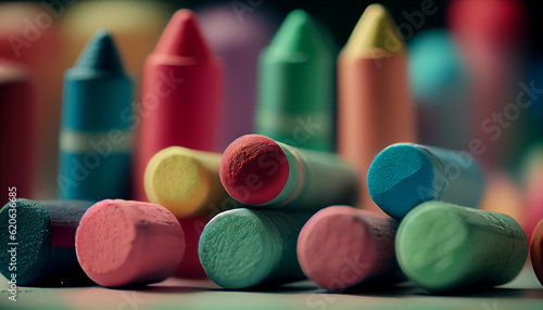  Close up of colorful and pastel crayons Ai generated image