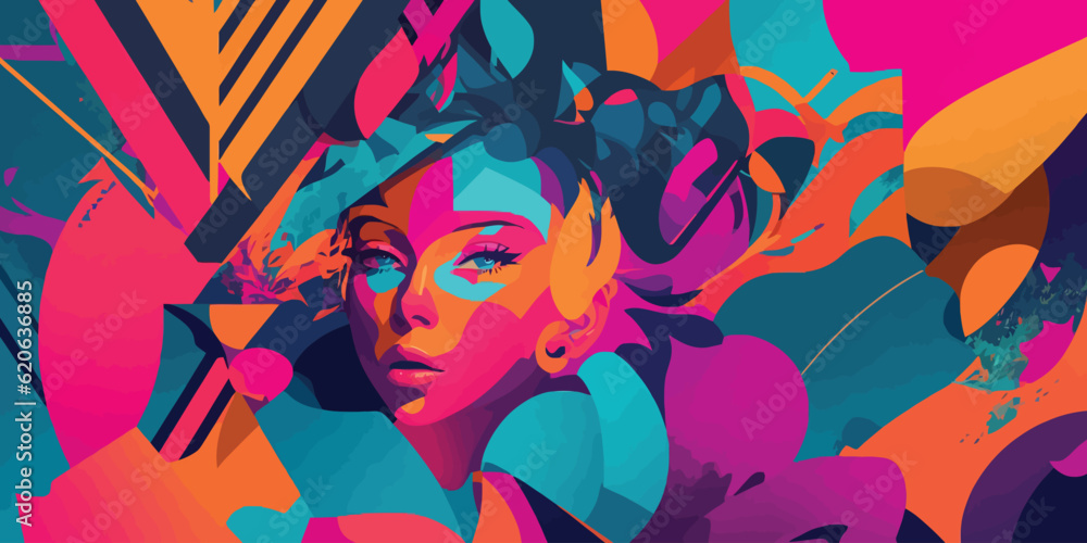 Colorful Female Aesthetic Background Abstract Illustration