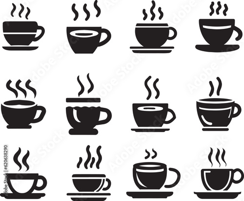 Coffee cup icon pack vector silhouette