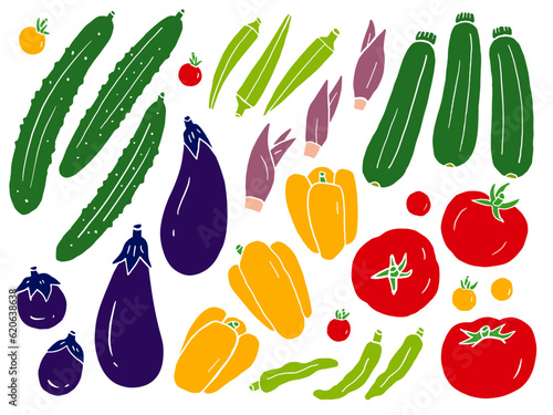 夏野菜イメージのイラストセット