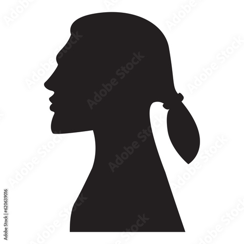 Silhouette of man hairstyles. Black silhouette of head guy.Male face.Face profile.Isolated on white background.Vector illustration.