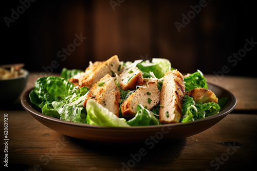 Fresh and Flavorful Chicken Caesar Salad Created with generative AI tools