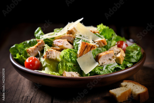 Fresh and Flavorful Chicken Caesar Salad Created with generative AI tools