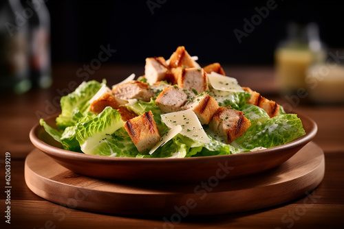 Fresh and Flavorful Chicken Caesar Salad Created with generative AI tools