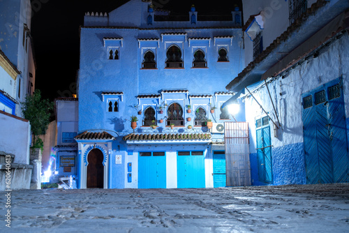 Blue shade of houses, street and alley in Chefchaouen, a city in northwest Morocco where is noted for its buildings in shades of blue, for which it is nicknamed the Blue City © Somkiat