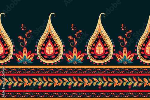 Seamless ethnic paisley pattern. elegant paisley pattern, allover composition. beautiful Aztec fabric mandala textile native motif carpet paisleys with floral motives.