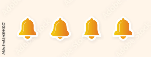 Yellow bells icons. Notification bell icons stickers. Vector scalable graphics