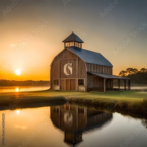 house at sunset