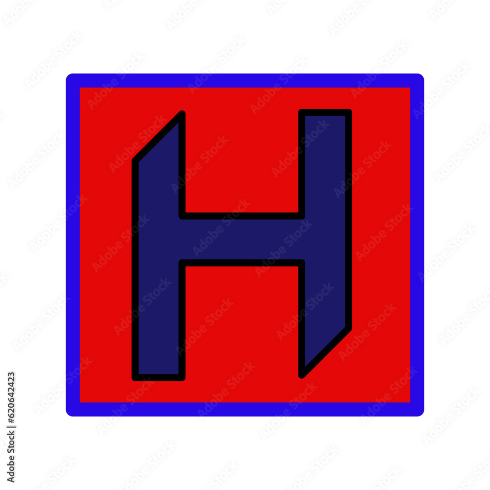 Fototapeta premium Letter H in red and blue, vector.