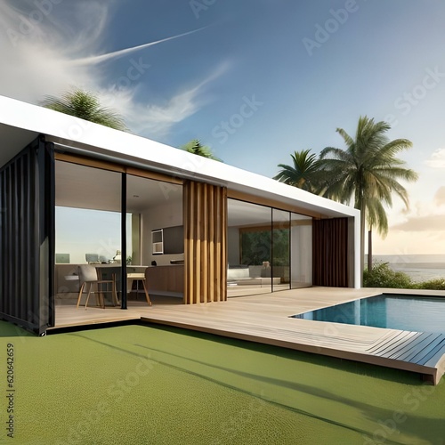 modern house with pool