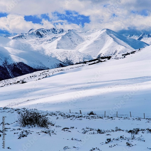 landscape of snow covered mountains