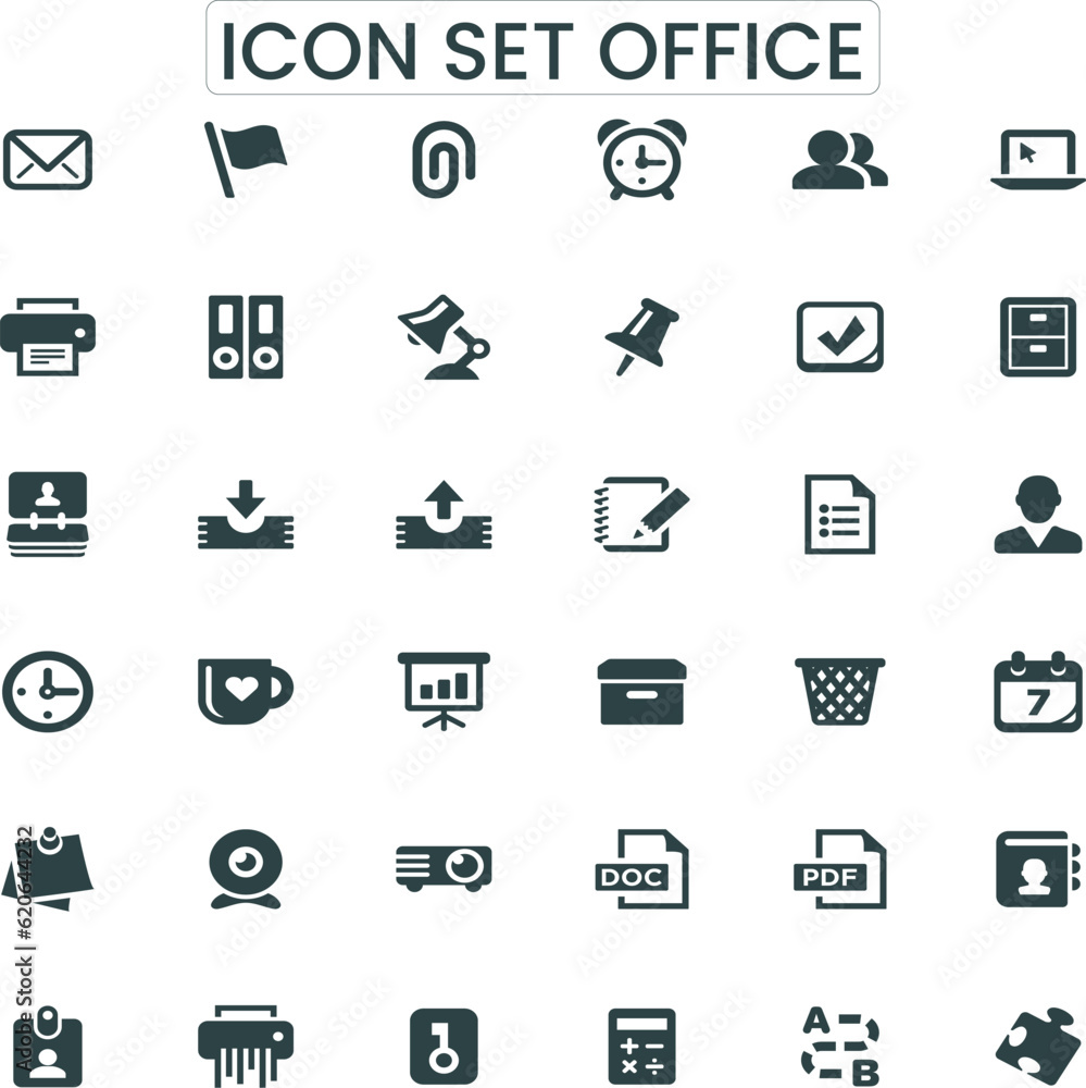 Most popular icons Office set with color dark blue Most popular icons Office set with color dark blue