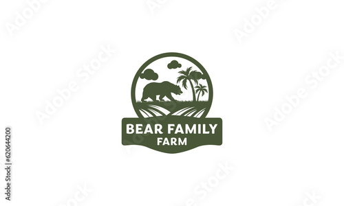 Bear Family Farm logo design. Farm logo. Bear logo design