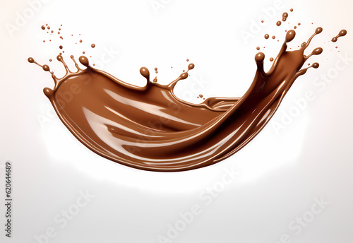 melted chocolate splash on a white background, captured in realistic color, a testament to sweet indulgence, generative ai.