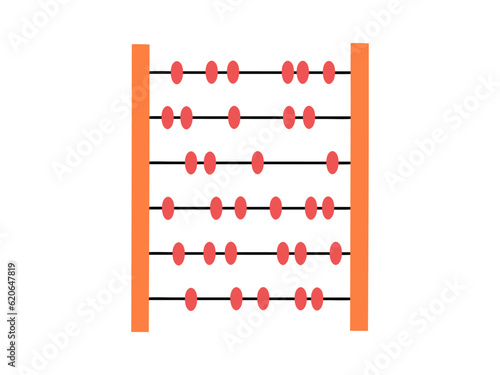 Hand drawn cute illustration of school abacus. Flat vector retro counting device in colored doodle style. Education or study sticker, icon. Back to school. Isolated on white background.