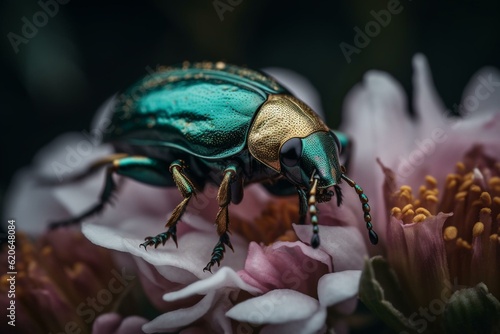 Valokuva The rose chafer beetle, known as cetonia aurata. Generative AI