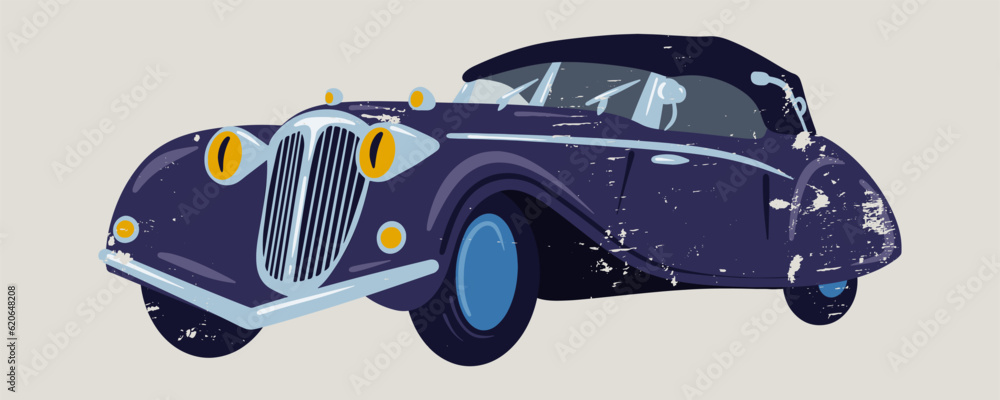 Retro car of the 1940s. Vintage car. Vector illustration with retro