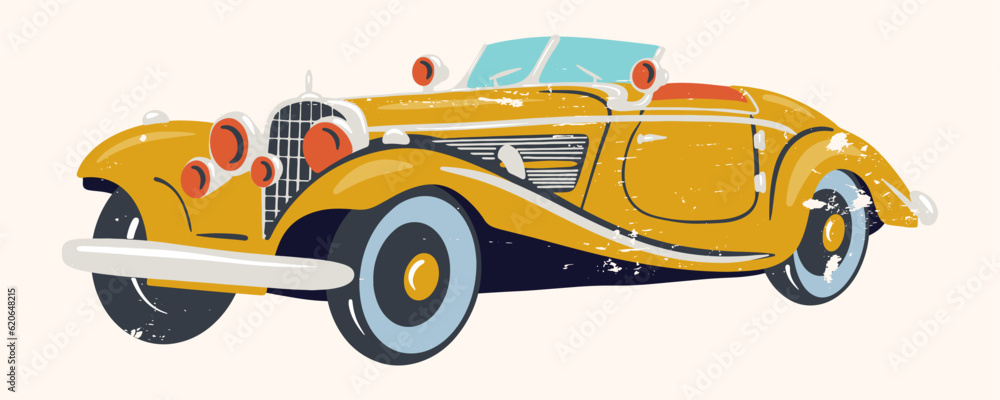 Retro car of the 1940s. Vintage car. Vector illustration with retro
