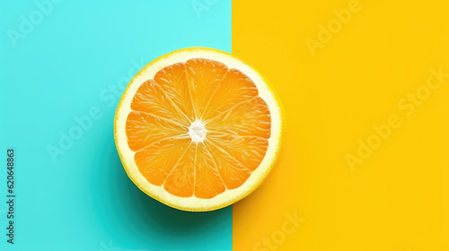 orange slice on colorful background