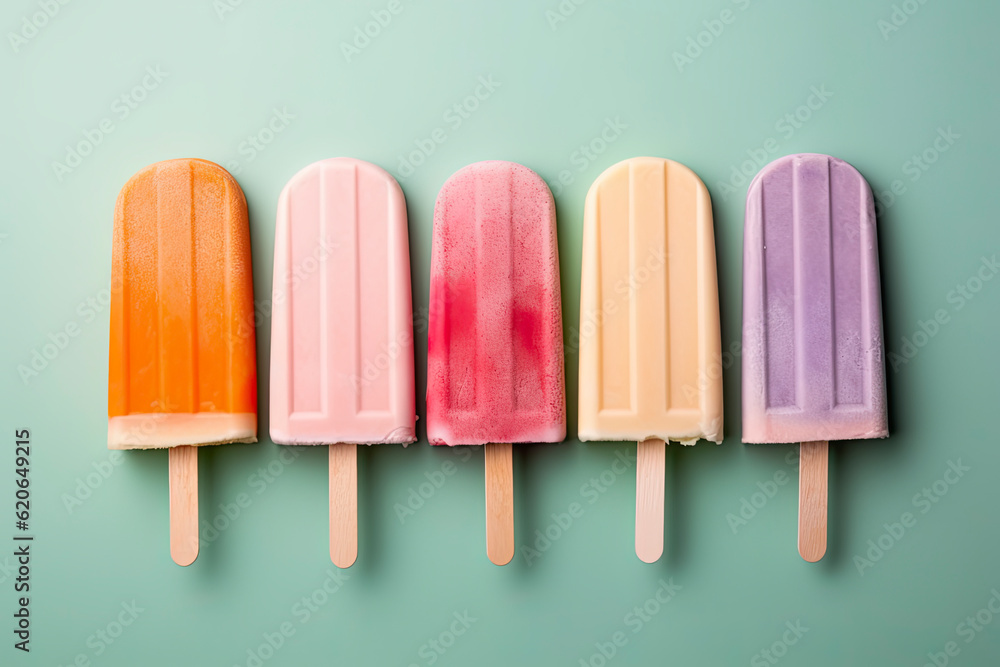 Frozen popsicles in a row Frozen popsicles in a row