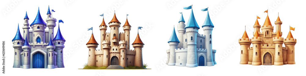 Castle clipart collection, vector, icons isolated on transparent background