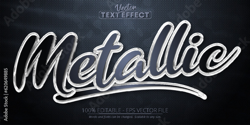 Metallic text  shiny silver color style editable text effect on dark camouflage background