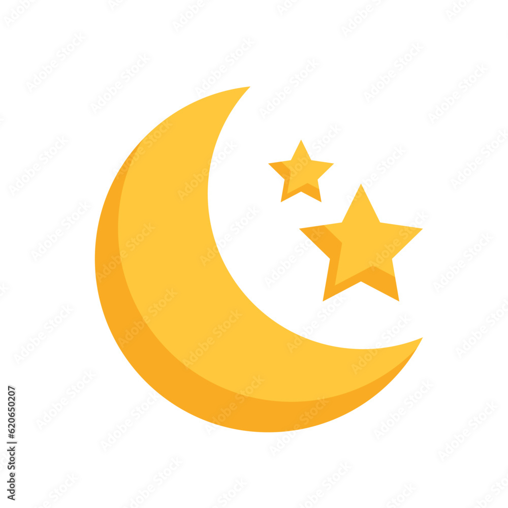 Vector illustration of the moon with stars. Isolated on a white background. Vector illustration of the moon with stars. Isolated on a white background.