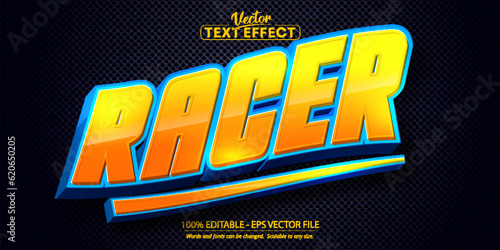 Racer text, cartoon style editable text effect