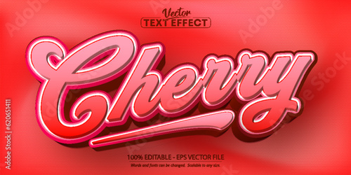 Cherry text, red color style editable text effect