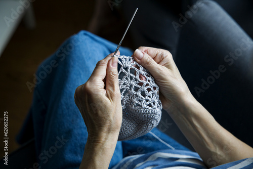 Hands knitting