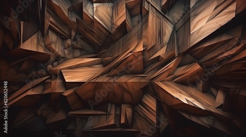 Fototapeta Naklejka Na Ścianę i Meble -  wooden geometric abstract art with Generative AI technology