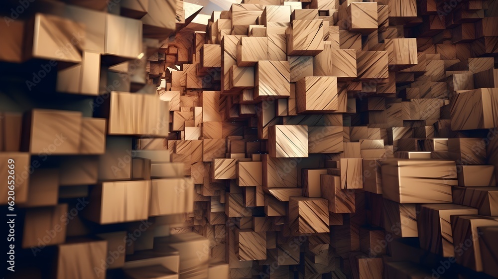 wooden geometric abstract art with Generative AI technology wooden geometric abstract art with Generative AI technology