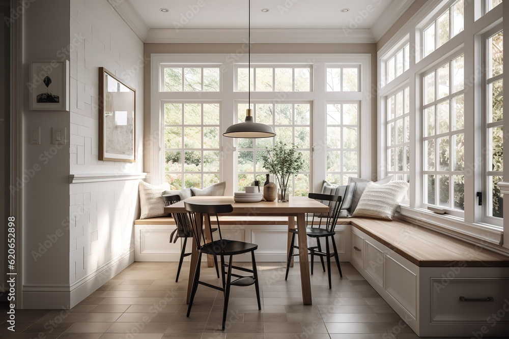 Breakfast Nook: Create a set of images that showcase a cozy, inviting breakfast nook. Generative AI Breakfast Nook: Create a set of images that showcase a cozy, inviting breakfast nook. Generative AI