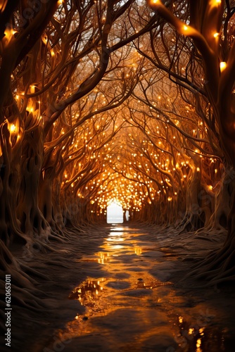 Magic tree tunnel in the fo...