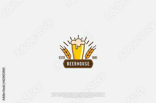 Beer logo label brewery emblem design. Vector design element