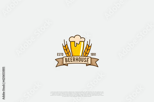 Beer logo label brewery emblem design. Vector design element