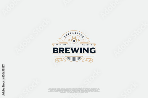 Beer logo old label brewery emblem design. Vector design element