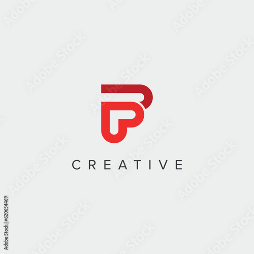 Abstract letter F heart logo template - vector.