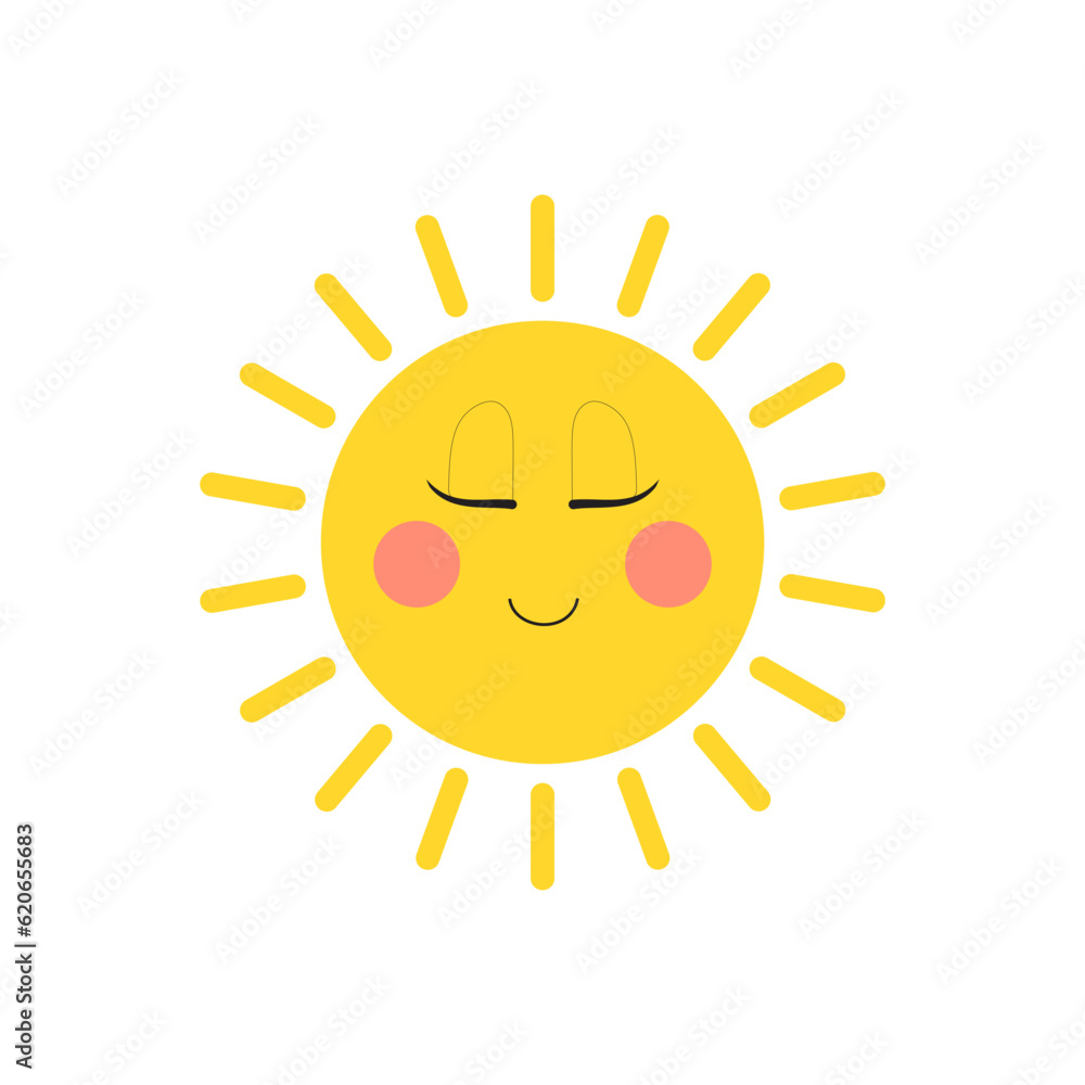 Sun vector cartoon face isolated on white background. Sun vector cartoon face isolated on white background.