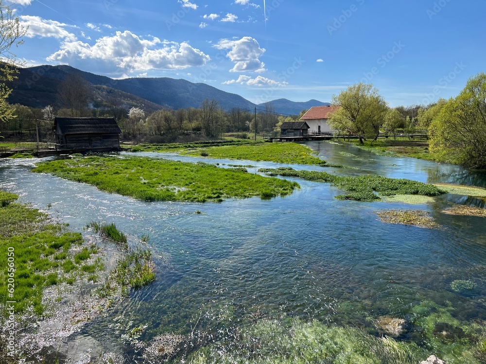 The springs of the Gacka river - Klanac spring, Croatia (Izvori rijeke Gacke ili Vrila Gacke - Klanac Vrilo ili Izvor Klanac, Sinac - Lika, Hrvatska)