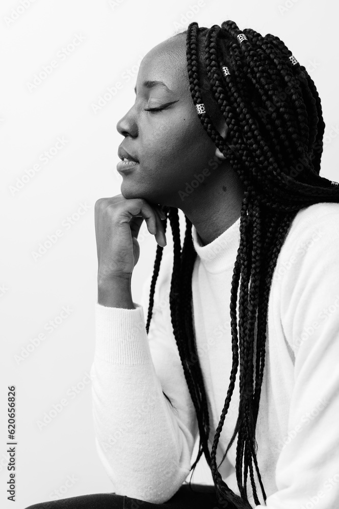 profile portrait of a black woman with braids Stock Photo | Adobe Stock
