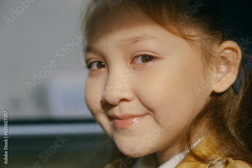Portrait of a girl on a bus