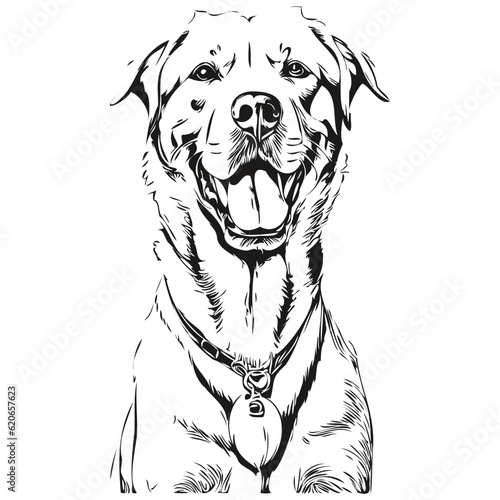 Dogo Argentino dog vector face drawing portrait  sketch vintage style transparent background